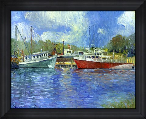 Framed Wickford Boats Print