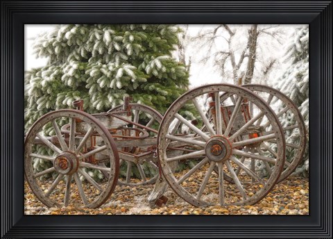 Framed Wagon in Winter Print
