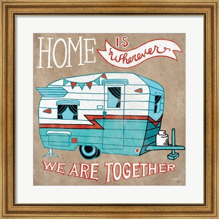 Framed Adventure Love Camper Taupe Print