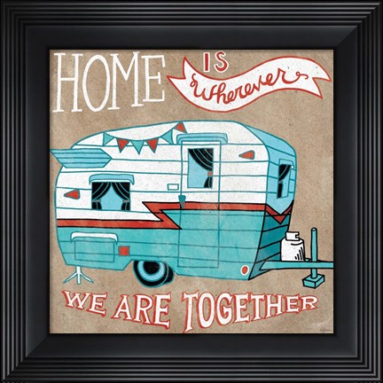 Framed Adventure Love Camper Taupe Print