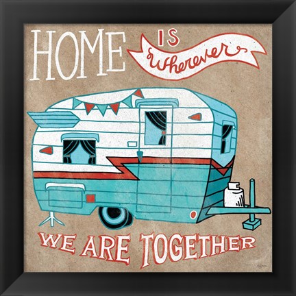 Framed Adventure Love Camper Taupe Print