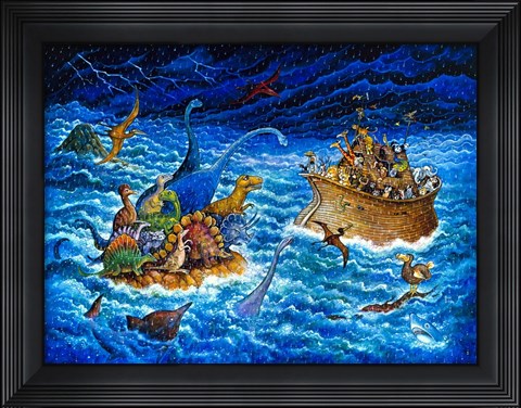 Framed Noah And The Dinosaurs Print