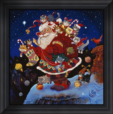 Framed Here Comes Santa Claus Print