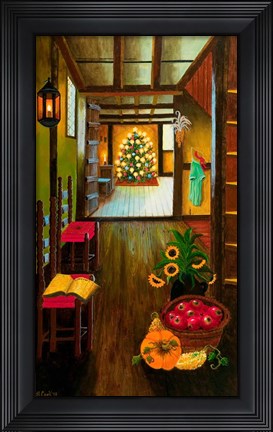 Framed Colonial Christmas Tree Print