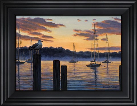 Framed Sea Gull And Sails Print