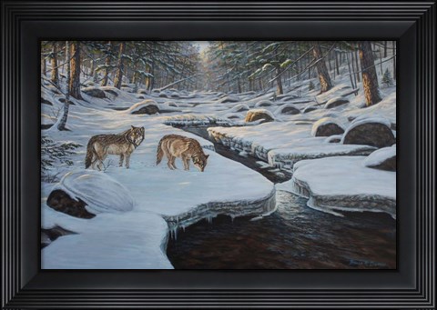 Framed Rocky River Wolves Print