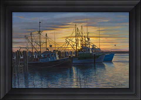 Framed Point Judith Harbor Sunset Print