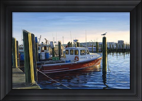 Framed Red Boat At Galilee Print