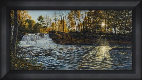 Framed Sunset At Wadsworth Falls Print