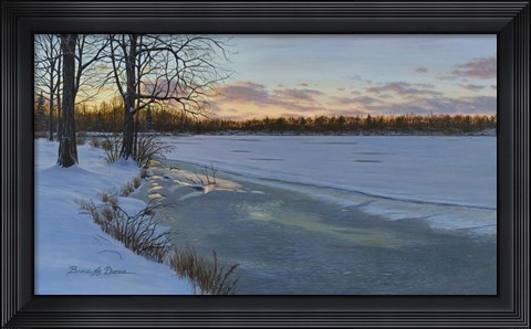 Framed Dusk At North Farms Resevoir Print
