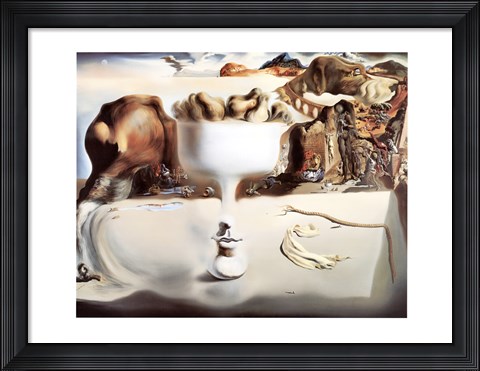 Framed Face And Fruit On A Beach Print