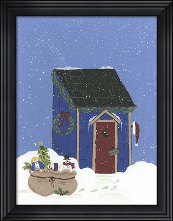 Framed Blue Outhouse Print
