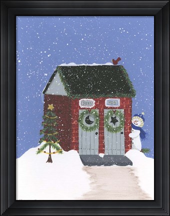 Framed Brick Outhouse Print