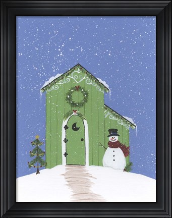 Framed Light Green Outhouse Print
