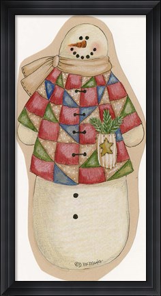 Framed Patchwork Snowman Print
