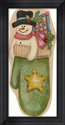 Framed Green Mitten Print