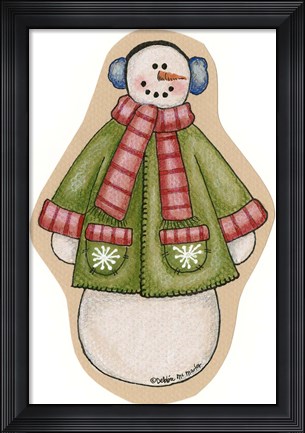 Framed Green Jacket Snowman Print