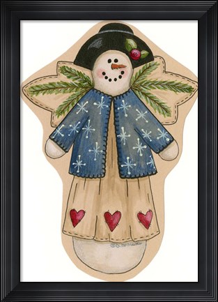 Framed Blue Snowflake Jacket Snowwoman 2 Print
