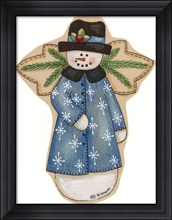 Framed Blue Snowflake Jacket Snowman Print