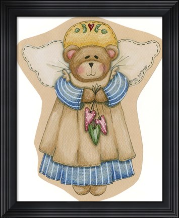 Framed Girl Bear Angel Print