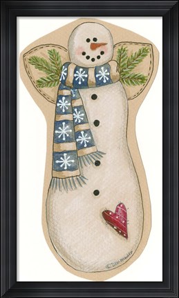 Framed Blue Scarf Snowman Print