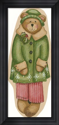 Framed Green Coat Boy Bear Print