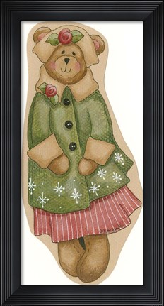 Framed Green Coat Girl Bear Print