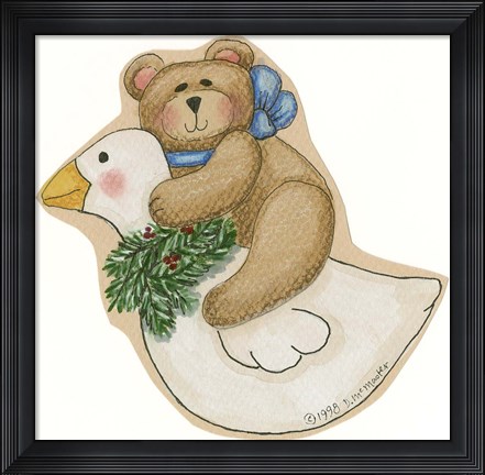Framed Bear On Goose Print