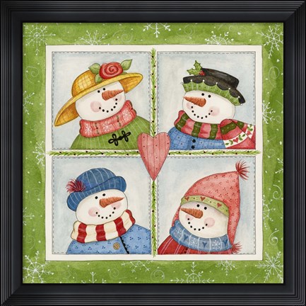 Framed Four Snowmen Print