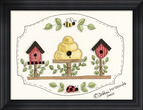 Framed Beehive With Birdhouse Print