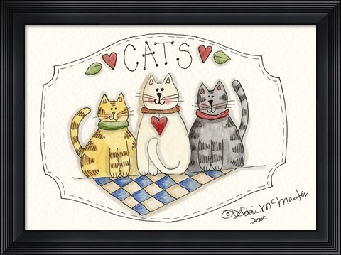 Framed Three Cats Print