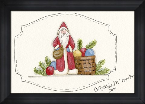 Framed Santa With Basket Print