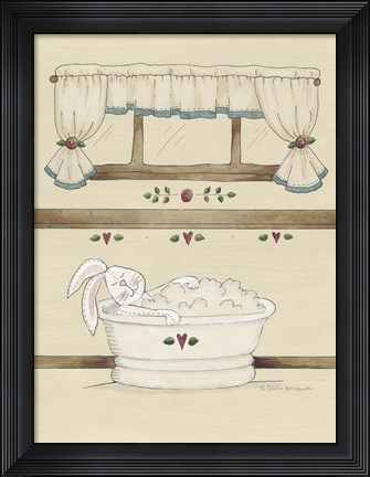 Framed One Bunny In Tub Print