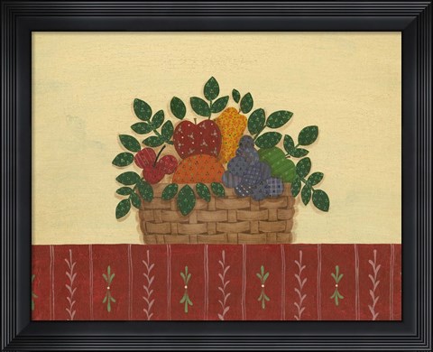 Framed Fruit With Red Tablecloth Print
