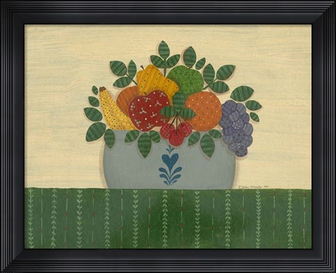 Framed Fruit With Dark Green Tablecloth Print