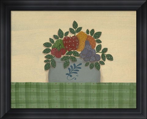 Framed Fruit With Green Tablecloth Print