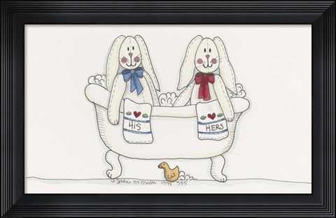 Framed Bath Time Bunnies Print
