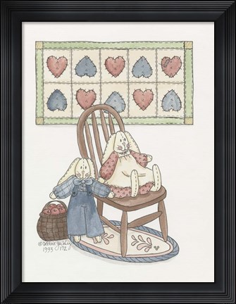 Framed Bunnies With Chair Print