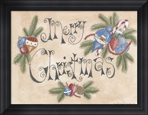 Framed Merry Christmas Ornaments Print