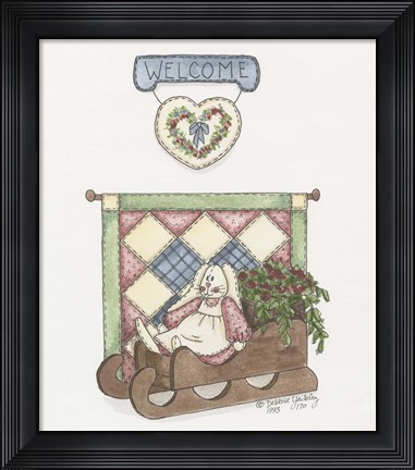 Framed Sled Bunny Print
