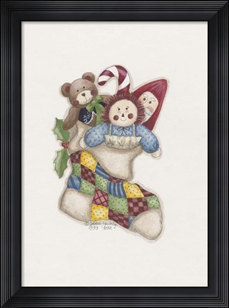 Framed Stocking With Toys Print