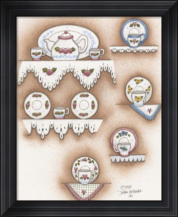 Framed Teapot And Cups Print