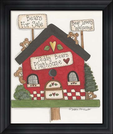 Framed Teddy Bears Playhouse Print