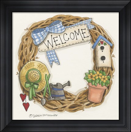 Framed Welcome Wreath Print
