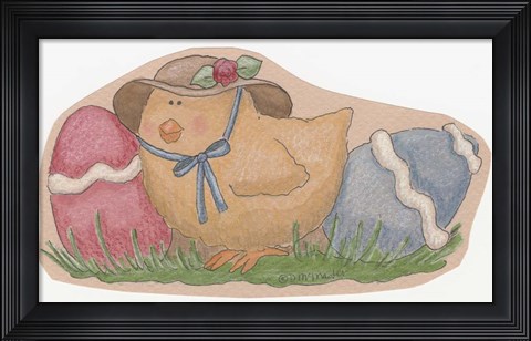 Framed Chick With Eggs Print