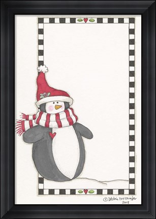 Framed Boy Penguin In Red Print