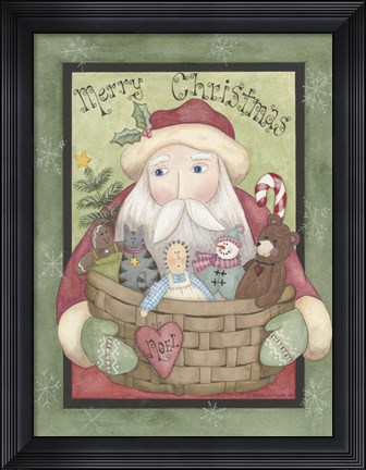 Framed Santa With Basket Print