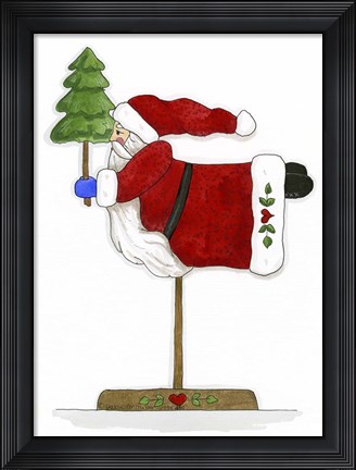 Framed Santa On A Stick Print