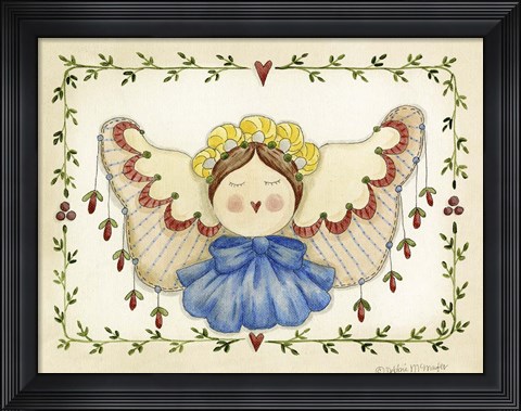 Framed Blue Bow Angel Print