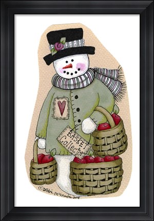Framed Basket Collector Snowman Print